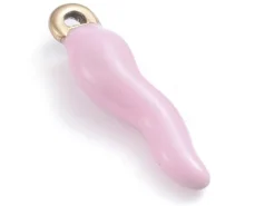 Breloque corne italienne en émail rose sur acier inoxydable 304 plaqué or