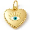 Breloque cœur doré œil turquoise plaqué or 18K