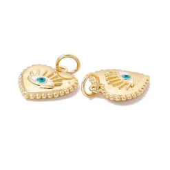 Breloque cœur doré œil turquoise plaqué or 18K