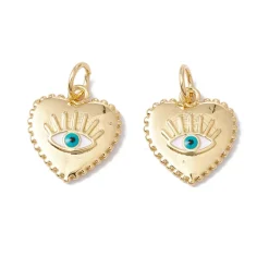 Breloque cœur doré œil turquoise plaqué or 18K