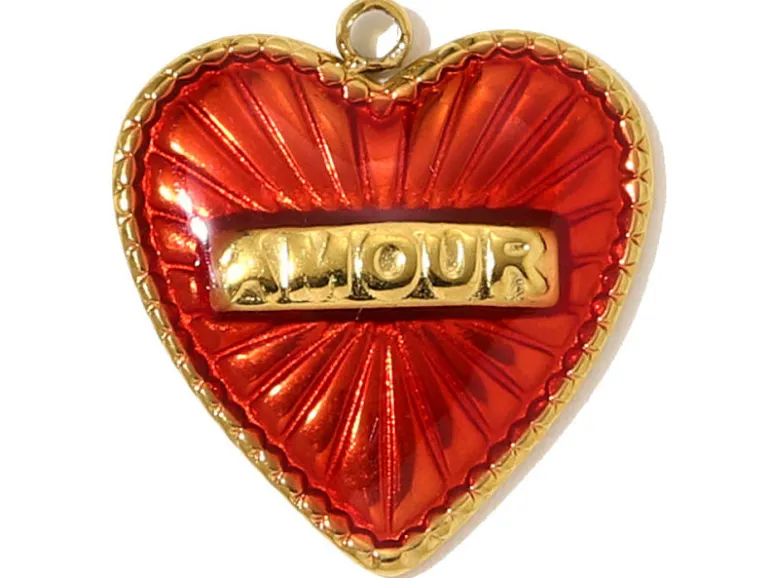 Breloque cœur poli miroir - acier inoxydable 304 doré à l’or fin