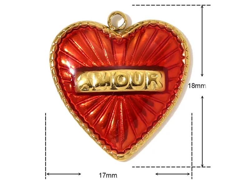 Breloque cœur poli miroir - acier inoxydable 304 doré à l’or fin