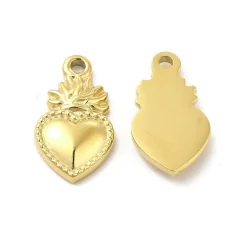 Breloque cœur sacré en acier inoxydable 304 plaqué or 14K