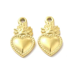 Breloque cœur sacré en acier inoxydable 304 plaqué or 14K