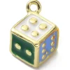 Breloque dé émaillé multicolore