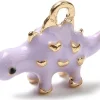 Breloque dinosaure violet émaillée - doré