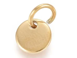 Breloque disque rond à graver en acier doré – 6 mm
