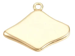 Breloque dorée à l'or fin 18K – Losange avec œil strass blanc