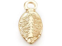 Breloque feuille - doré à l'or fin 18k - 10,5 mm