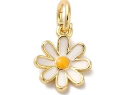 Breloque fleur blanche émaillée - laiton doré à l’or fin