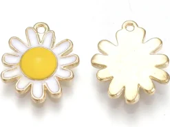 Breloque fleur émaillée - 17 x 14 mm