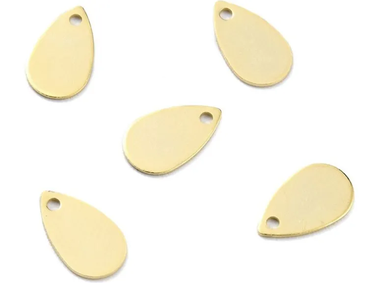 Breloque goutte - laiton - doré à l'or fin 24k - 10 mm