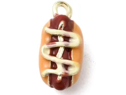 Breloque hot dog émaillée - doré