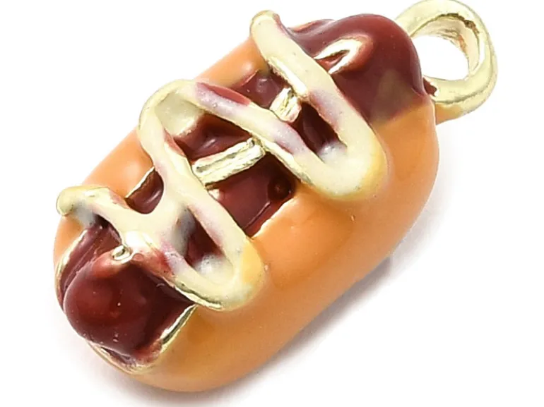 Breloque hot dog émaillée - doré