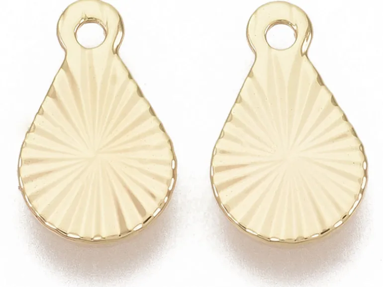 Breloque larme 10 mm - doré à l'or fin 18k