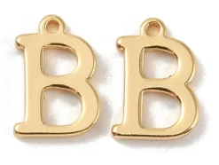 Breloque lettre B en laiton plaqué or 18 K
