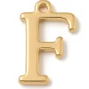 Breloque lettre F en laiton plaqué or 18 K