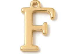 Breloque lettre F en laiton plaqué or 18 K