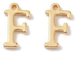 Breloque lettre F en laiton plaqué or 18 K