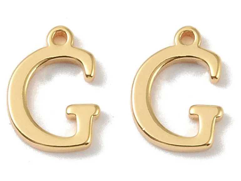 Breloque lettre G en laiton plaqué or 18 K