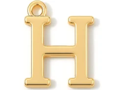 Breloque lettre H en laiton plaqué or 18 K