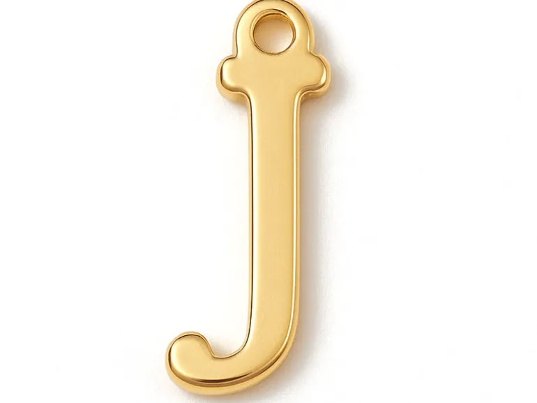 Breloque lettre J en laiton plaqué or 18 K