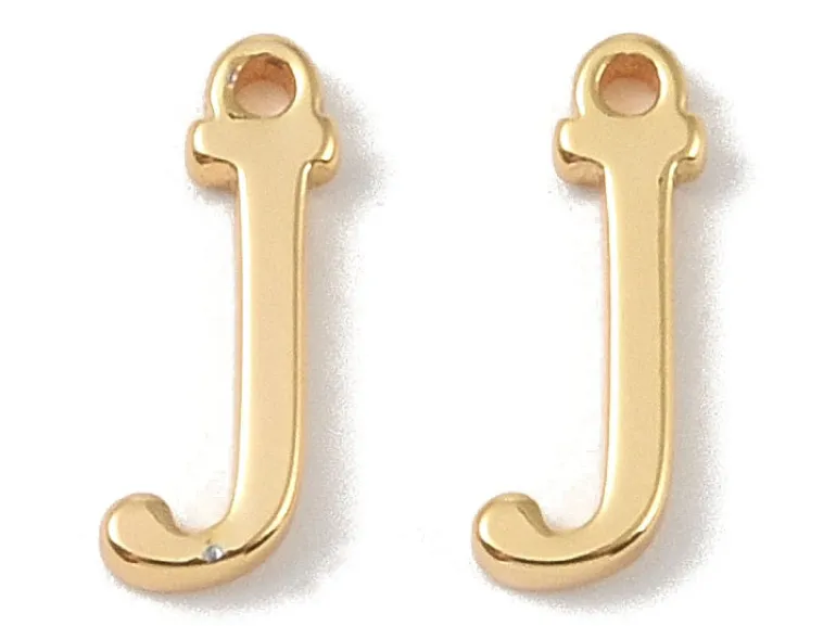 Breloque lettre J en laiton plaqué or 18 K
