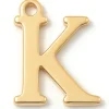 Breloque lettre K en laiton plaqué or 18 K