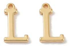 Breloque lettre L en laiton plaqué or 18 K
