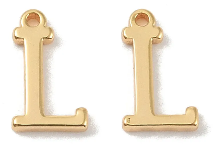 Breloque lettre L en laiton plaqué or 18 K