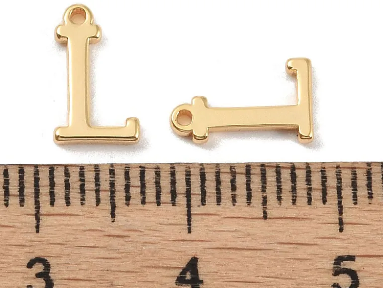 Breloque lettre L en laiton plaqué or 18 K