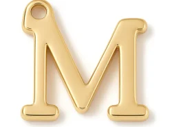 Breloque lettre M en laiton plaqué or 18 K