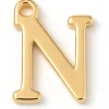 Breloque lettre N en laiton plaqué or 18 K
