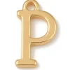 Breloque lettre P en laiton plaqué or 18 K