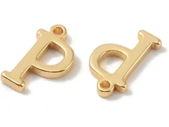 Breloque lettre P en laiton plaqué or 18 K