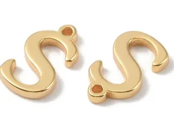 Breloque lettre S en laiton plaqué or 18 K