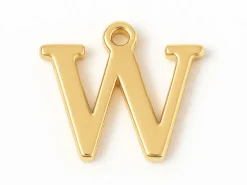 Breloque lettre W en laiton plaqué or 18 K