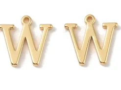 Breloque lettre W en laiton plaqué or 18 K