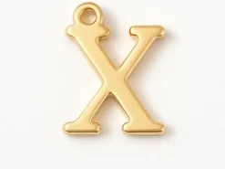 Breloque lettre X en laiton plaqué or 18 K