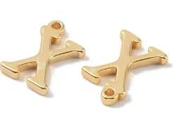 Breloque lettre X en laiton plaqué or 18 K