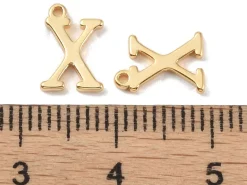 Breloque lettre X en laiton plaqué or 18 K