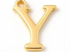 Breloque lettre Y en laiton plaqué or 18 K