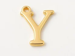 Breloque lettre Y en laiton plaqué or 18 K
