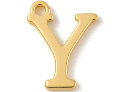 Breloque lettre Y en laiton plaqué or 18 K