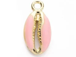 Breloque émaillée - cauri rose - 17 mm