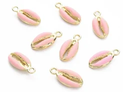 Breloque émaillée - cauri rose - 17 mm