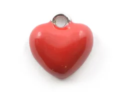 Breloque émaillée - coeur rouge