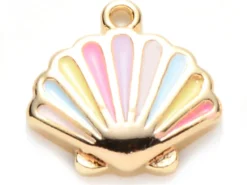 Breloque émaillée - Coquillage pastel multicolore