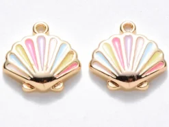 Breloque émaillée - Coquillage pastel multicolore