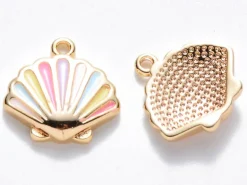 Breloque émaillée - Coquillage pastel multicolore